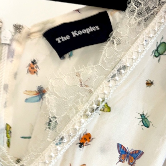 The Kooples silk dress, white with butterflies, sz Small. - Picture 5 of 7